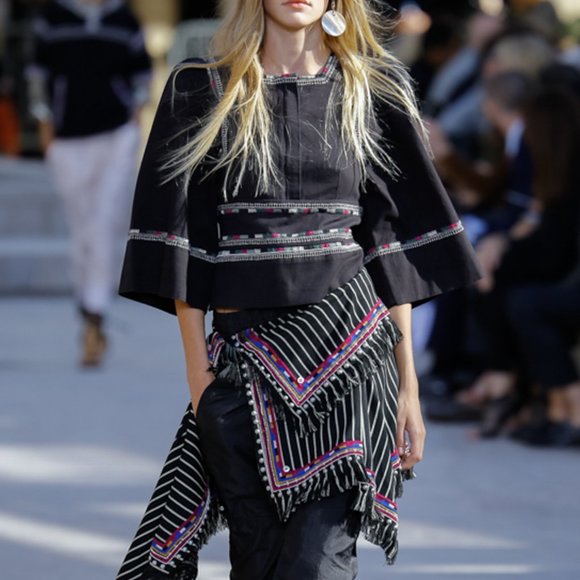 ISABEL MARANT $945 "Siloe" Runway Embroidered Cotton Top Blouse 40 US 6 8 Black - Picture 4 of 13